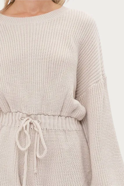 DRAWSTRING-WAIST RIBBED-KNIT ROMPER