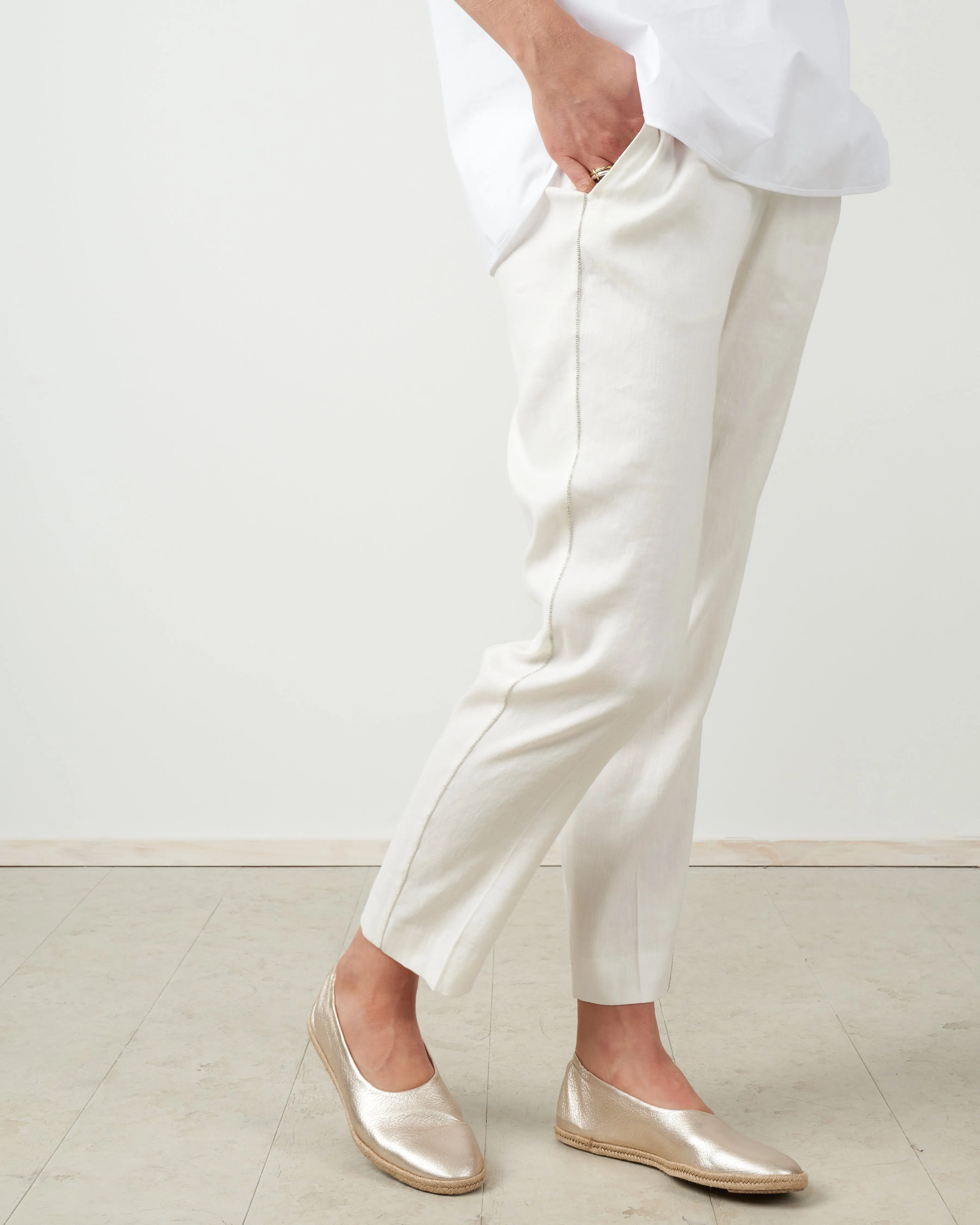 elastic waist pant - cream