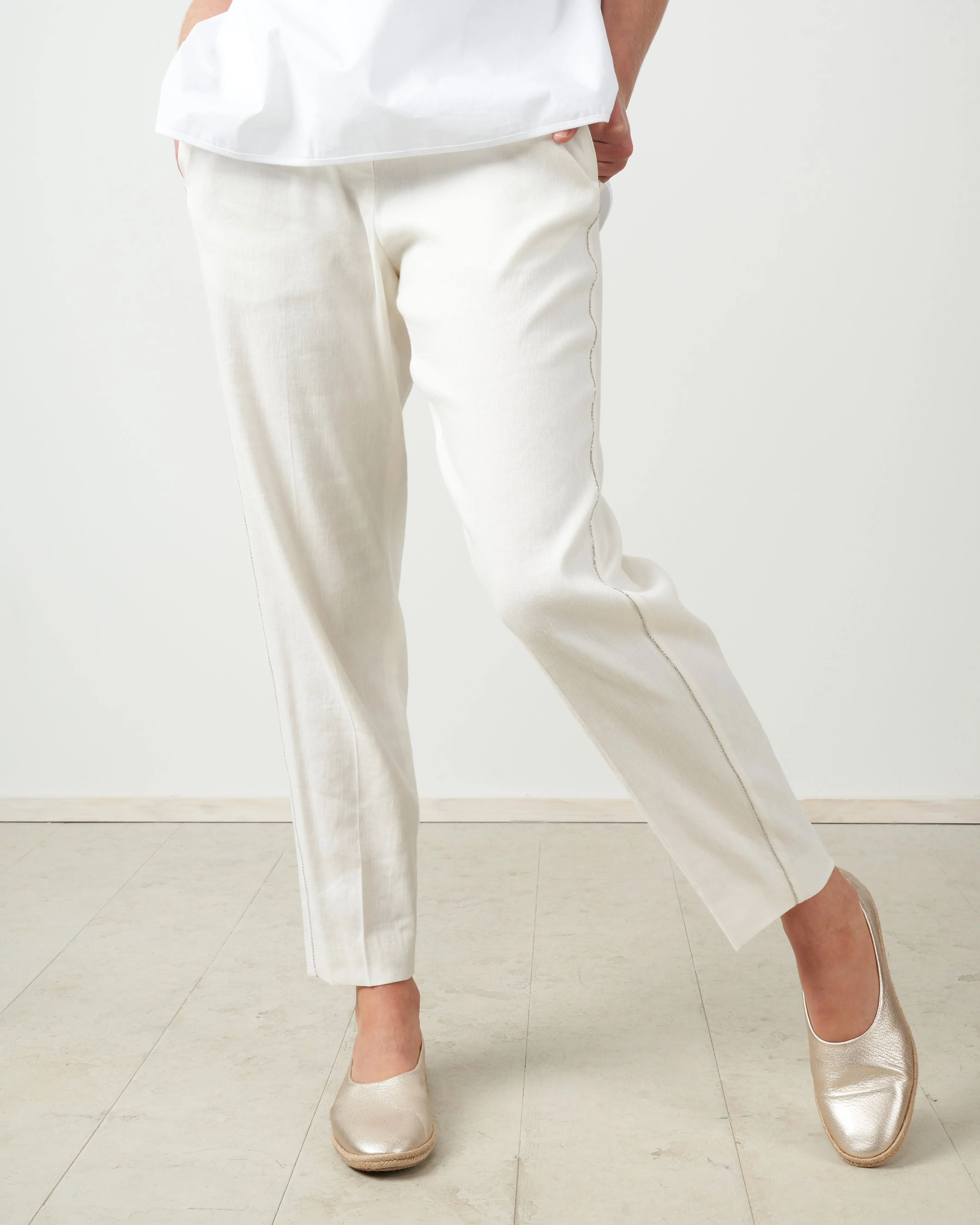 elastic waist pant - cream
