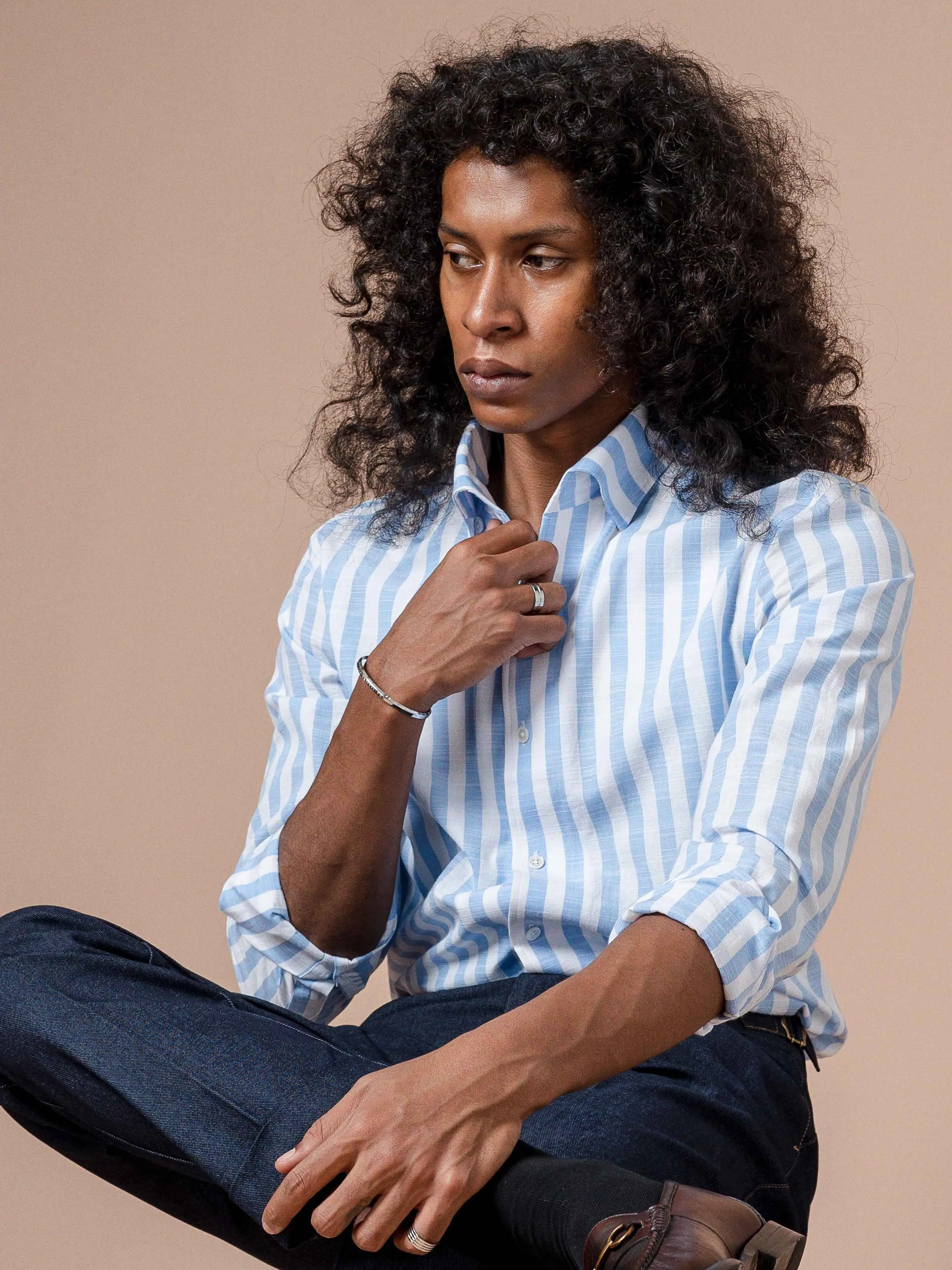 Emanuel Striped Shirt - Blue One-piece Collar