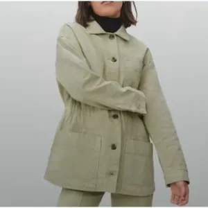 Everlane Button-down Cinch-able Utility Cargo Shirt Barn Chore Jacket Small 4/6