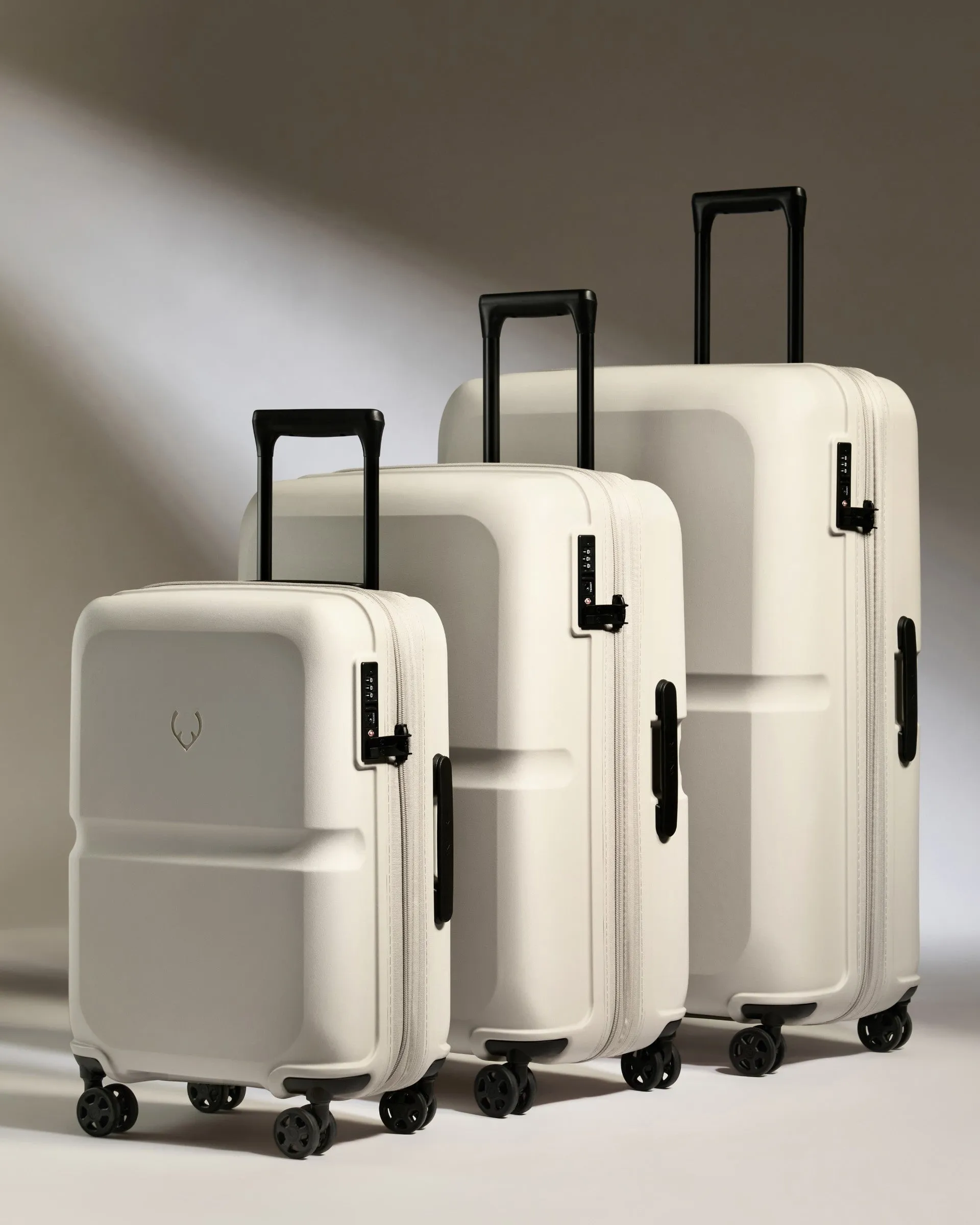 Expandable Carry-on Luggage Set in Taupe - Single Stripe