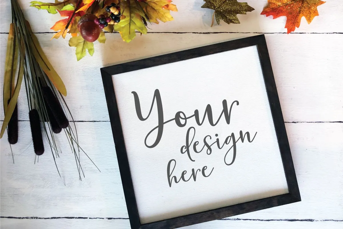 Fall Wood Sign Reverse Canvas Mockup