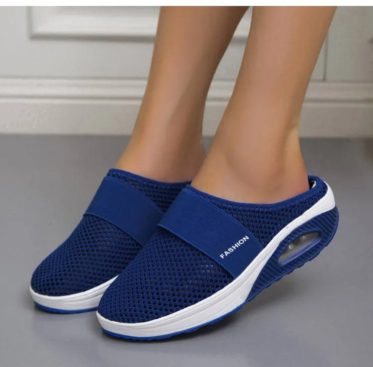 Fanyil Women Daily Fly Knit Fabric Summer Air Cushion Mule Slippers