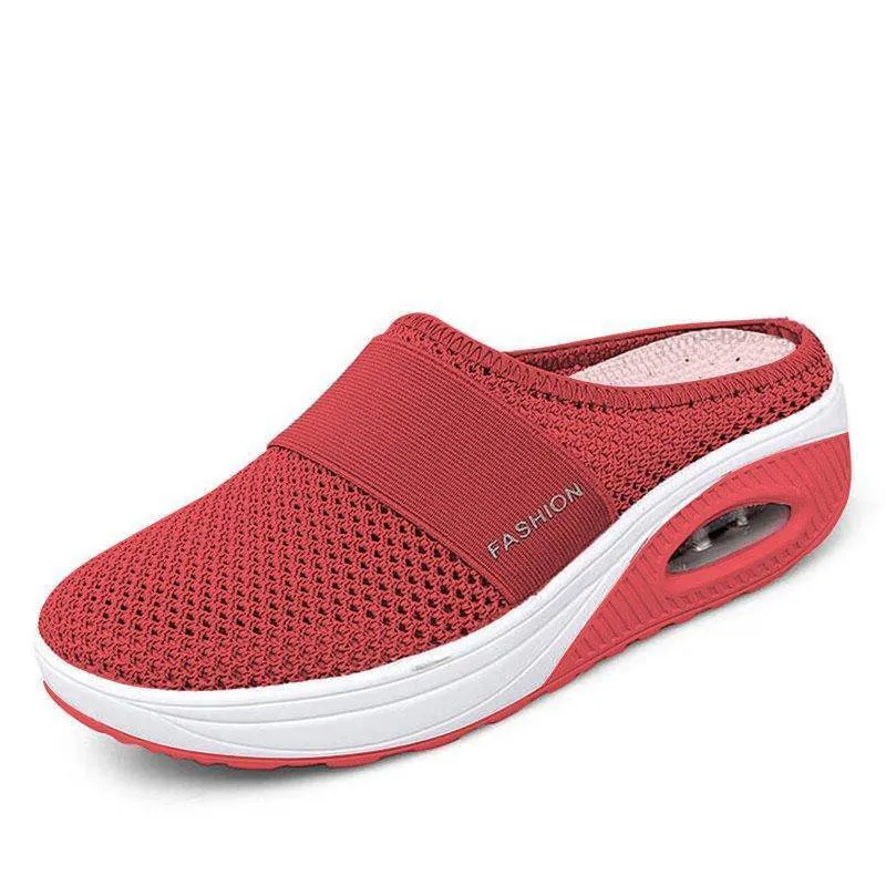 Fanyil Women Daily Fly Knit Fabric Summer Air Cushion Mule Slippers