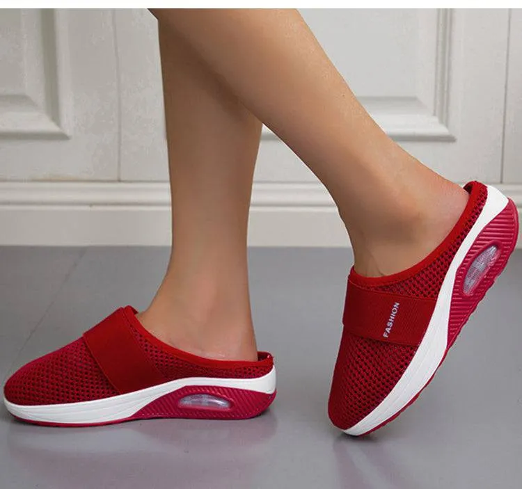 Fanyil Women Daily Fly Knit Fabric Summer Air Cushion Mule Slippers