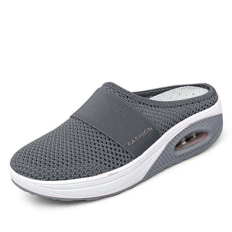 Fanyil Women Daily Fly Knit Fabric Summer Air Cushion Mule Slippers