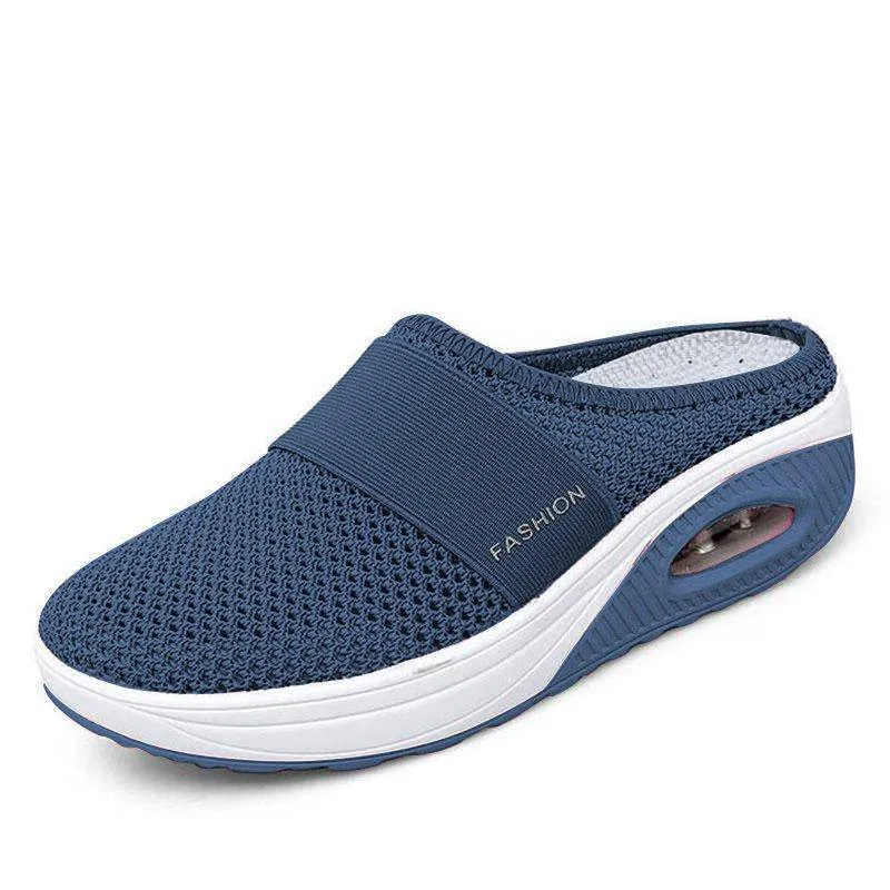 Fanyil Women Daily Fly Knit Fabric Summer Air Cushion Mule Slippers