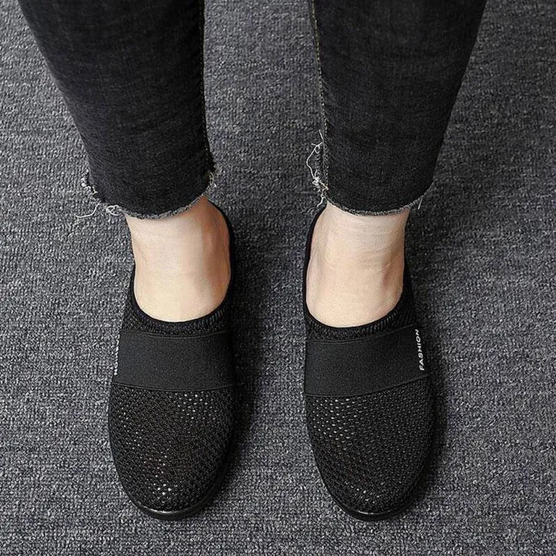 Fanyil Women Daily Fly Knit Fabric Summer Air Cushion Mule Slippers