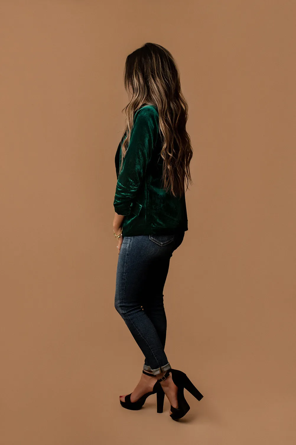 Feel My Love Velvet Blazer (Hunter Green)