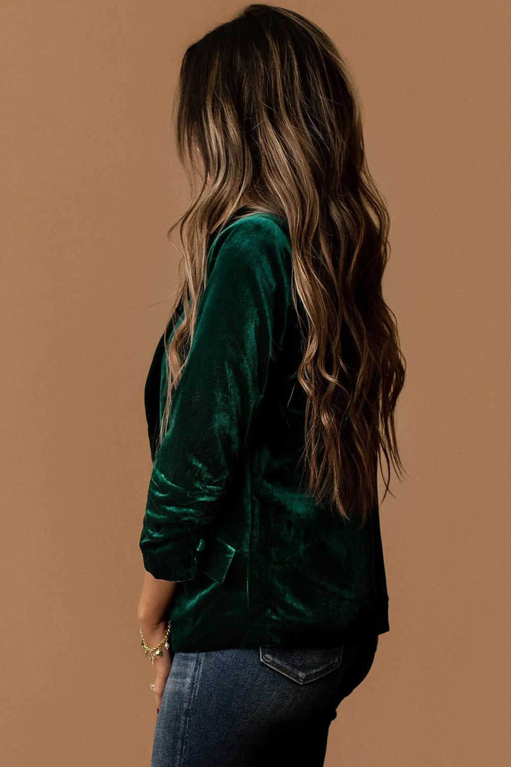 Feel My Love Velvet Blazer (Hunter Green)