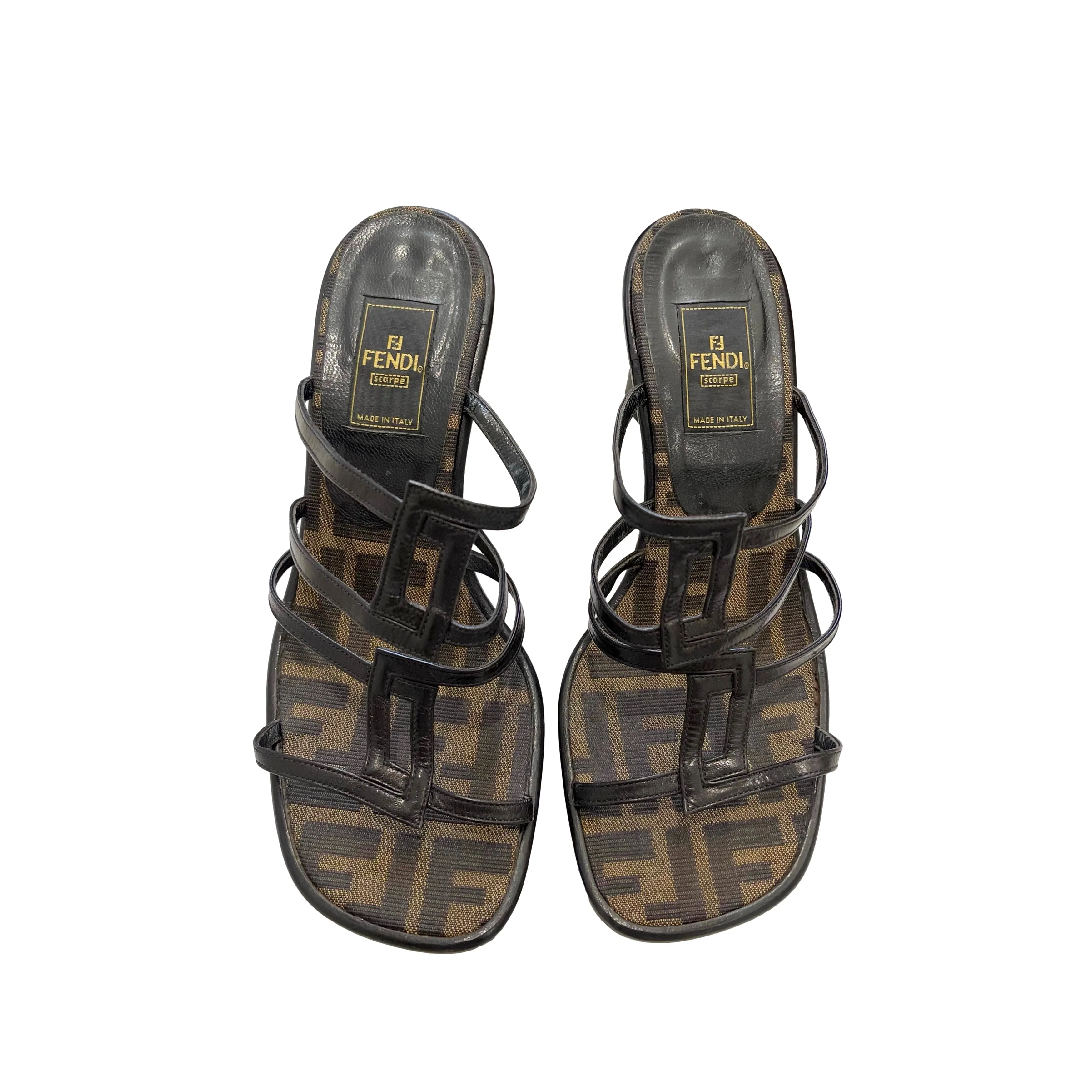 Fendi Brown Logo Heels