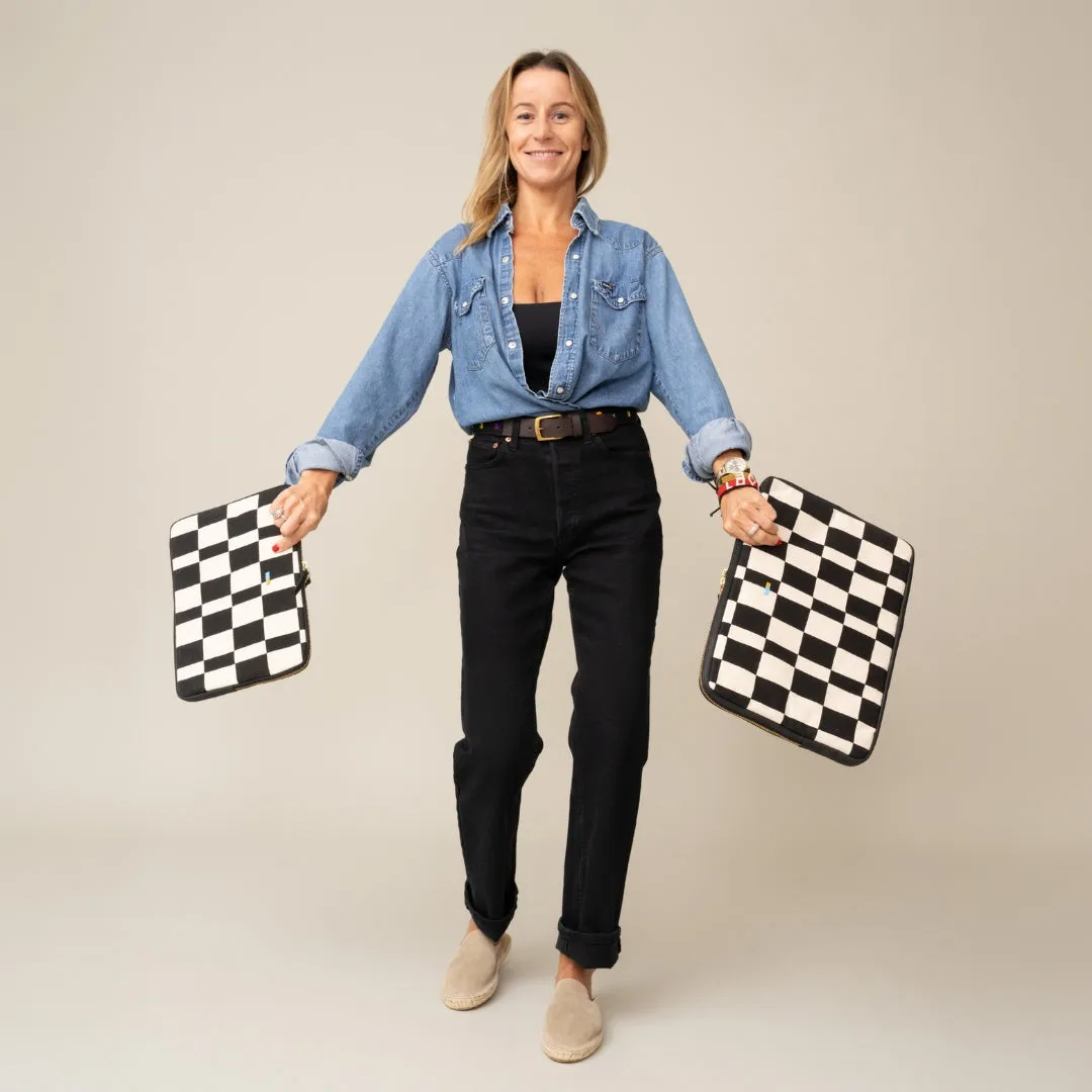FINAL SALE: Laptop Sleeve - Medium - Black Checker