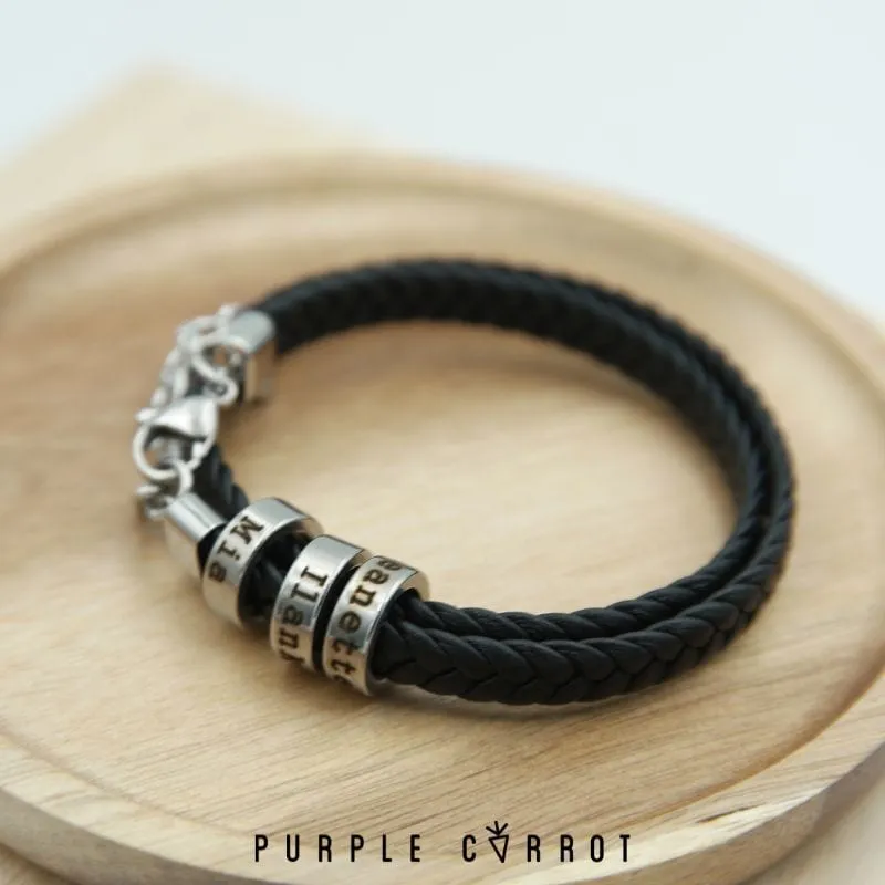 Flat Leather Family Bracelet