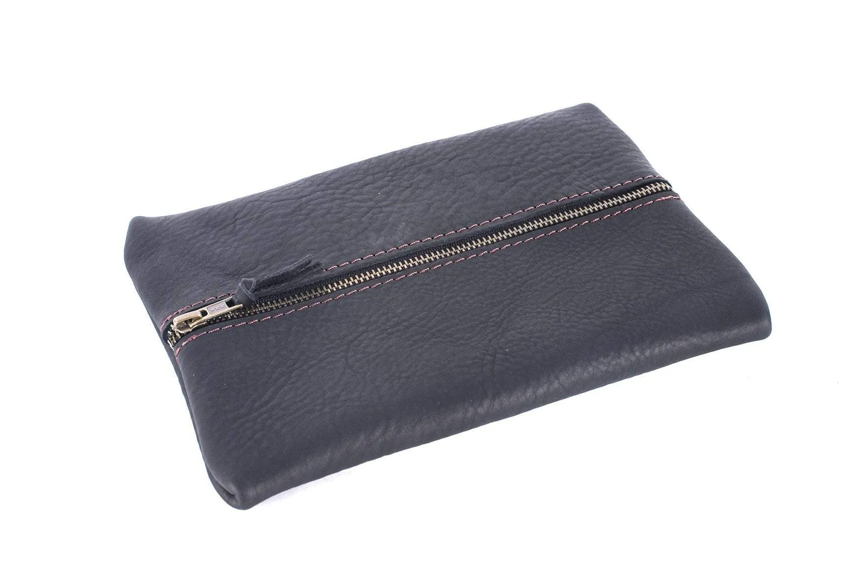 FLAT PACK ZIPPERED LEATHER POUCH