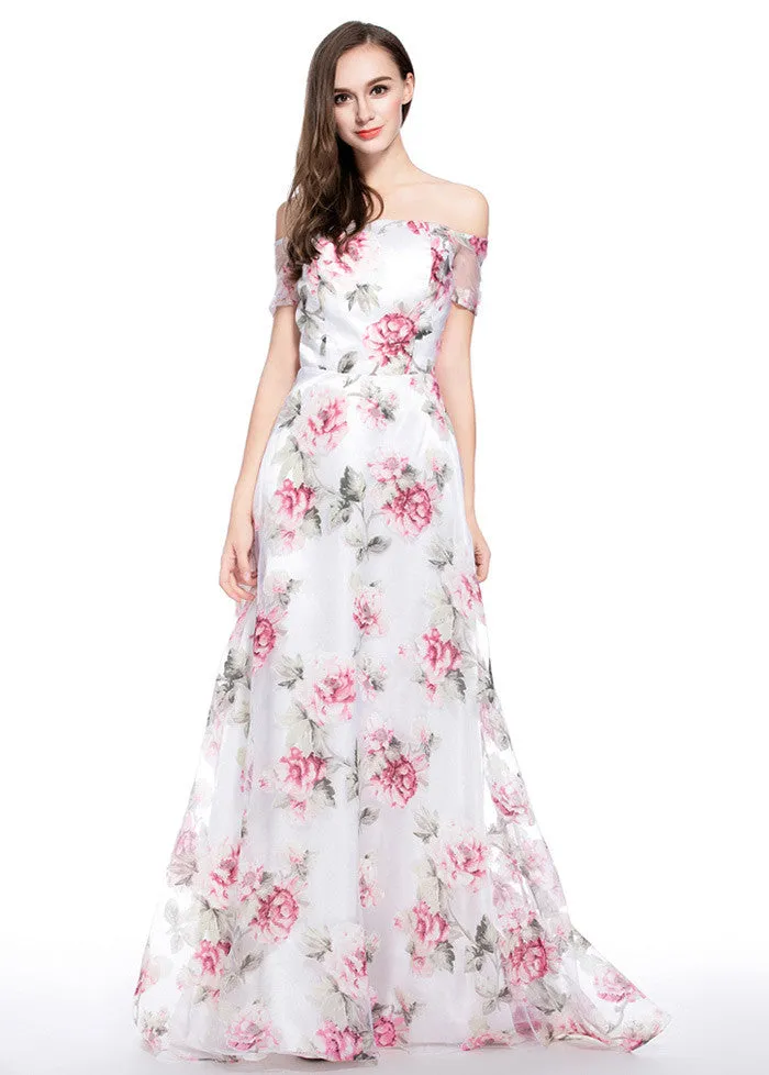 Floral A-line Prom Dress