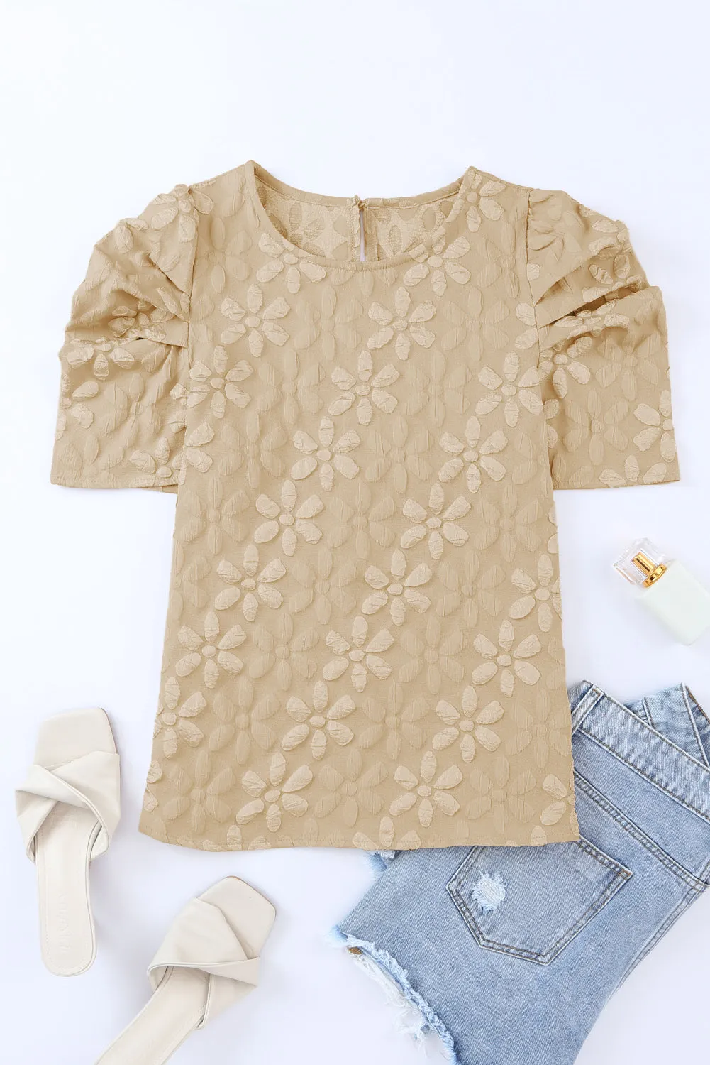 Floral Jacquard Sleeveless Mini Dress with Waist Tie
