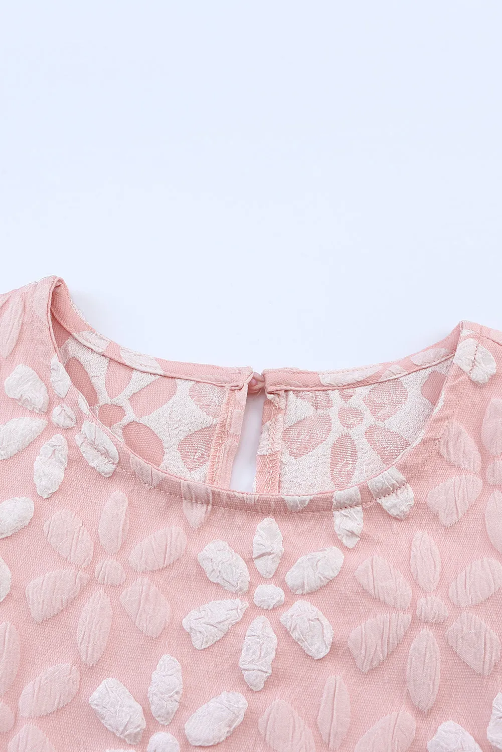 Floral Jacquard Sleeveless Mini Dress with Waist Tie