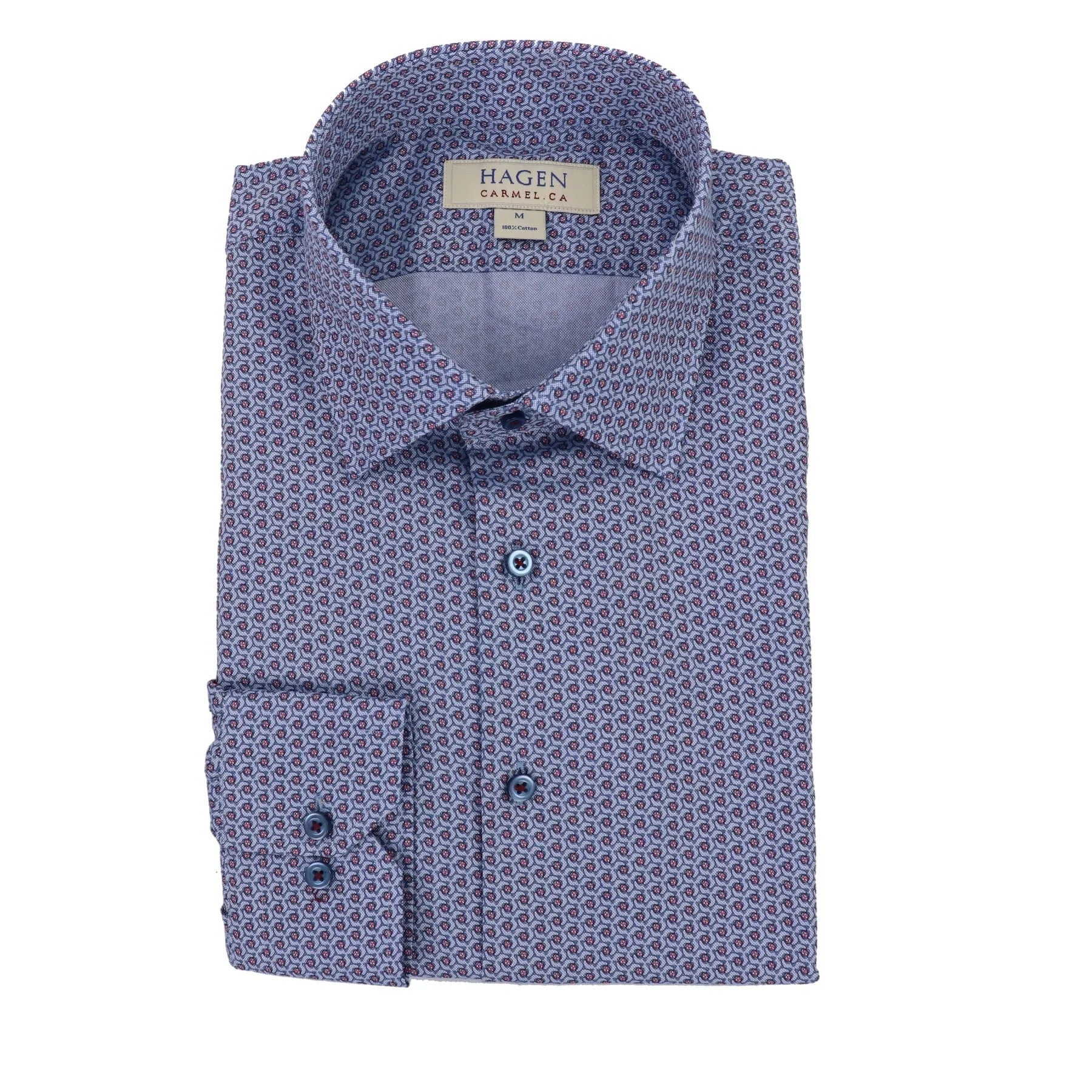 Floral Neat Oxford Sport Shirt in Sky Blue