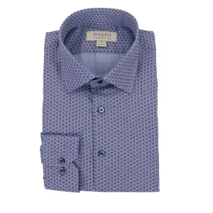 Floral Neat Oxford Sport Shirt in Sky Blue