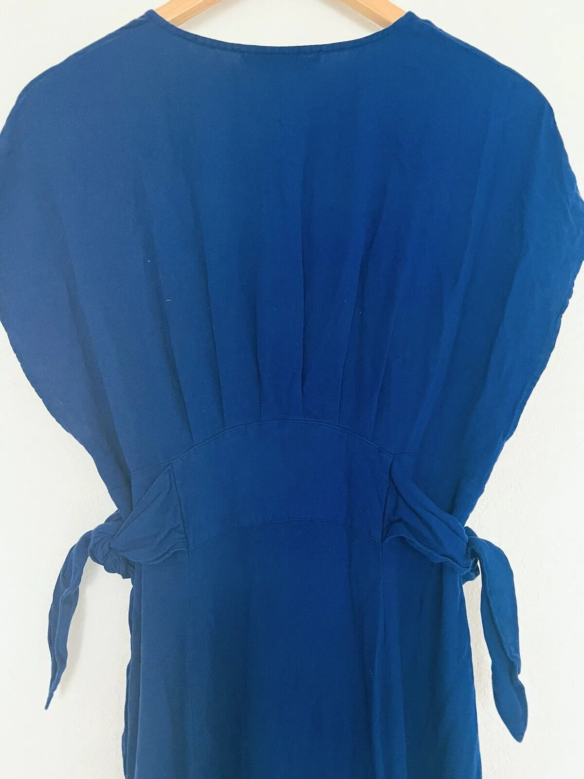 FOREVER 21 Contemporary Button Down Royal Blue Dress Sz L Long Rayon