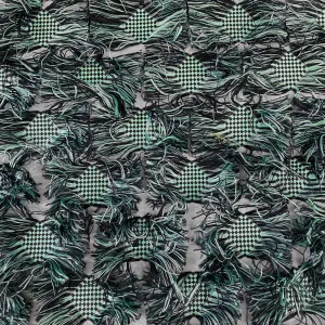 Fringed Checkerboard Drill - Sea Green/Black