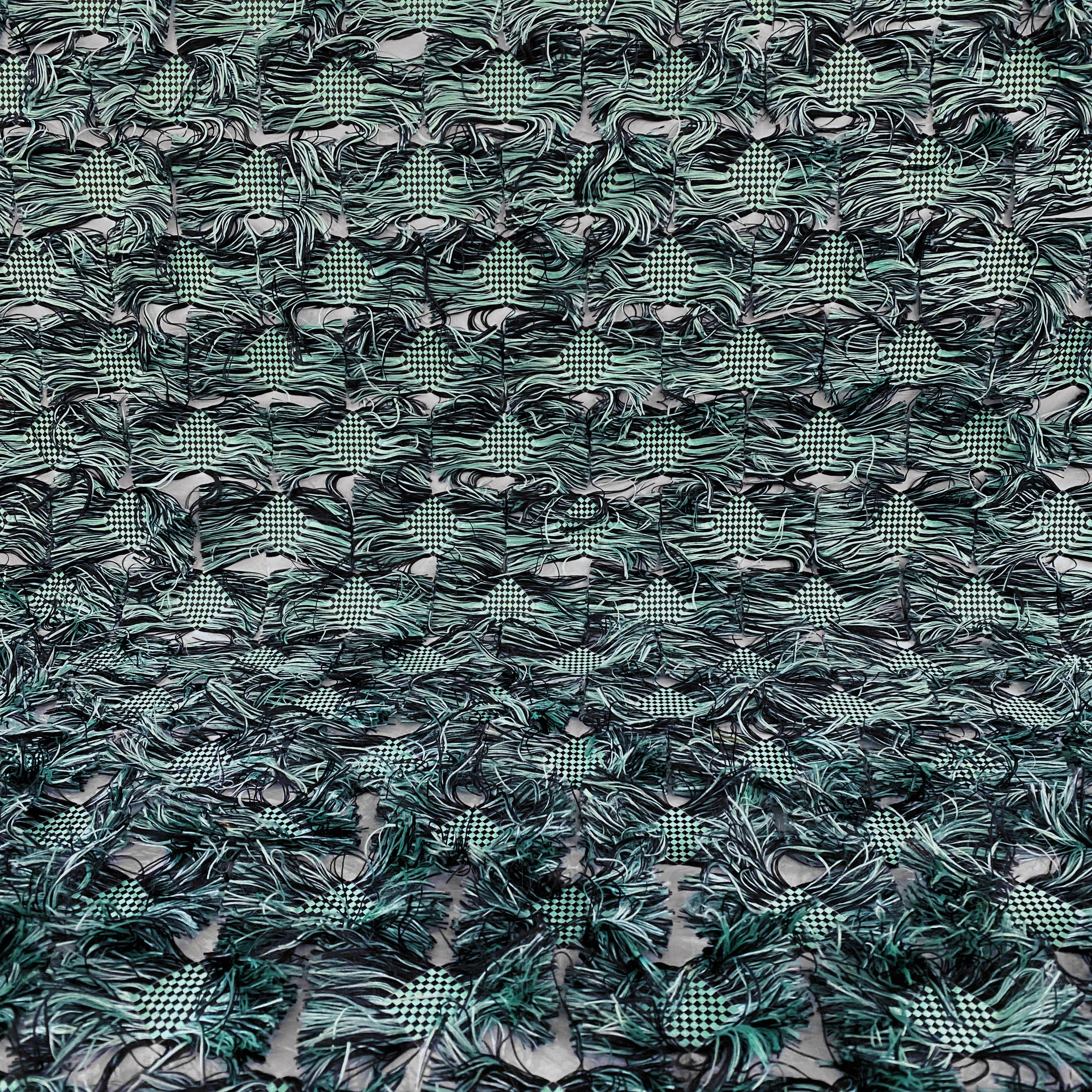 Fringed Checkerboard Drill - Sea Green/Black