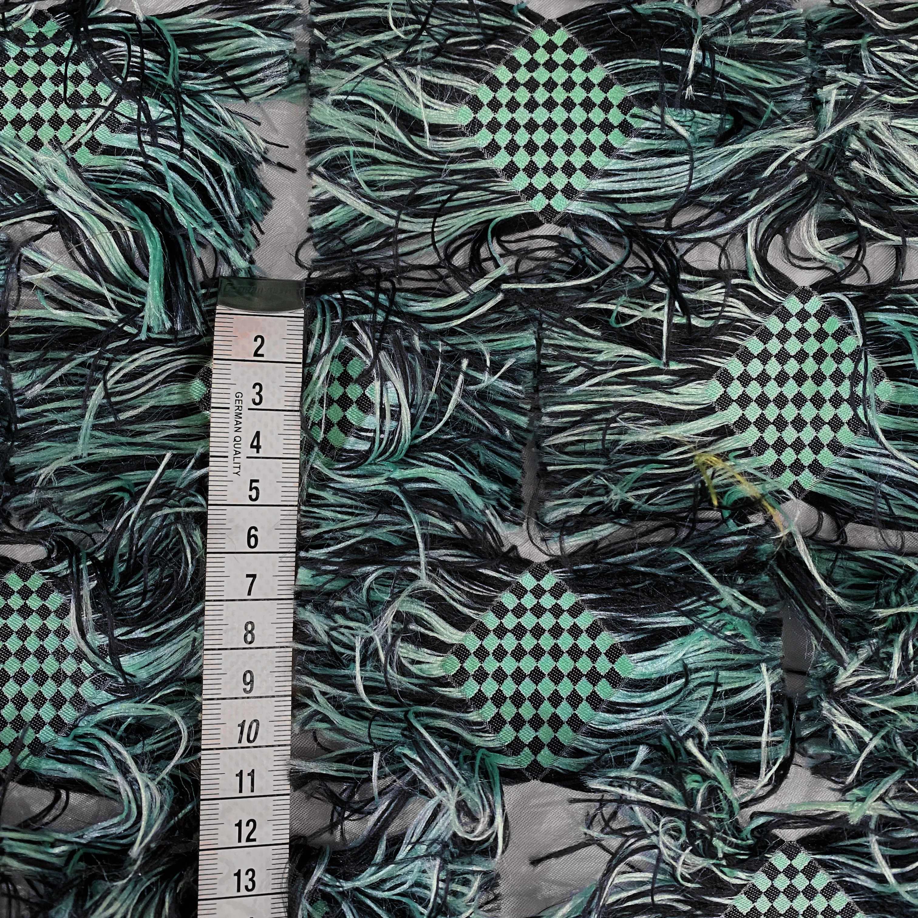 Fringed Checkerboard Drill - Sea Green/Black