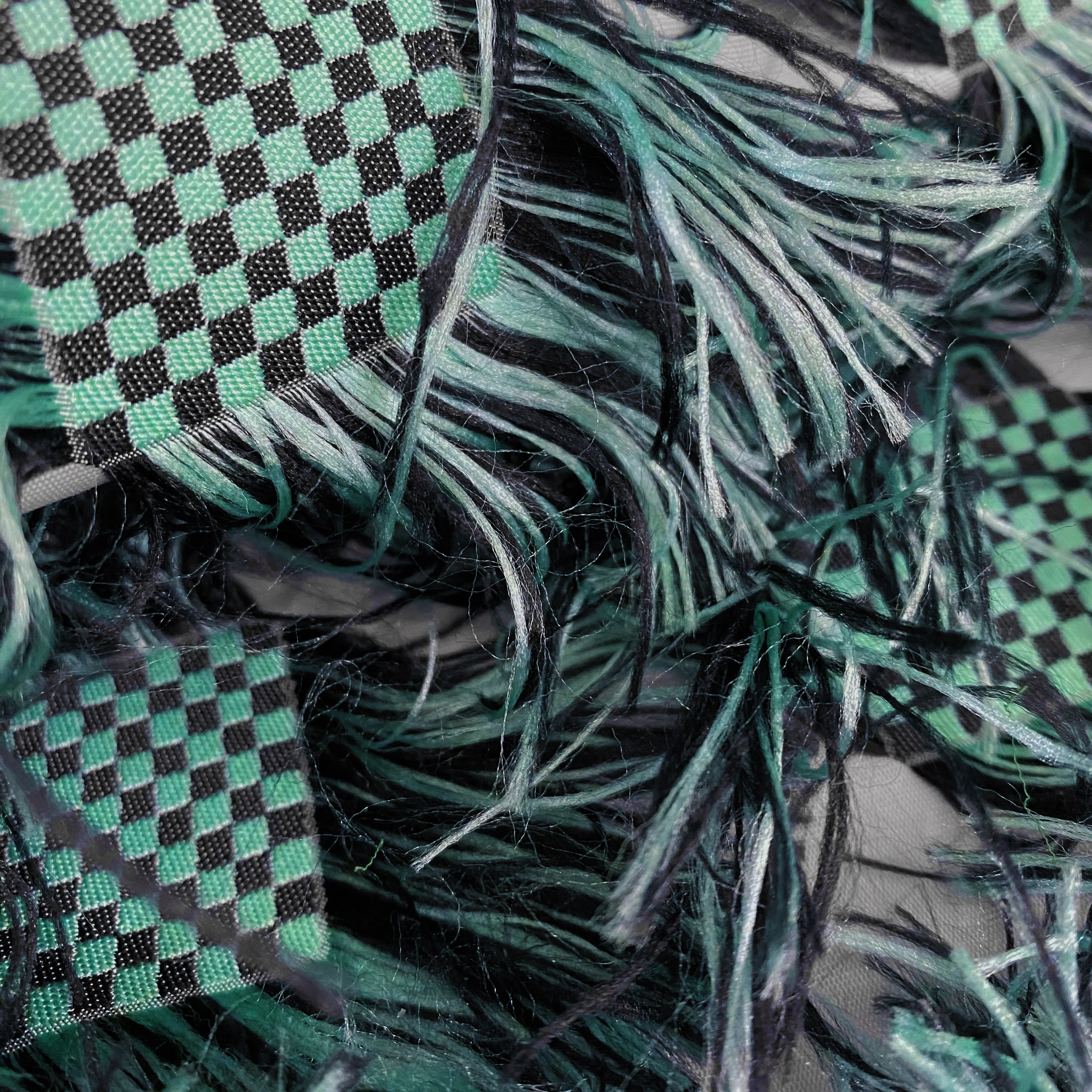 Fringed Checkerboard Drill - Sea Green/Black