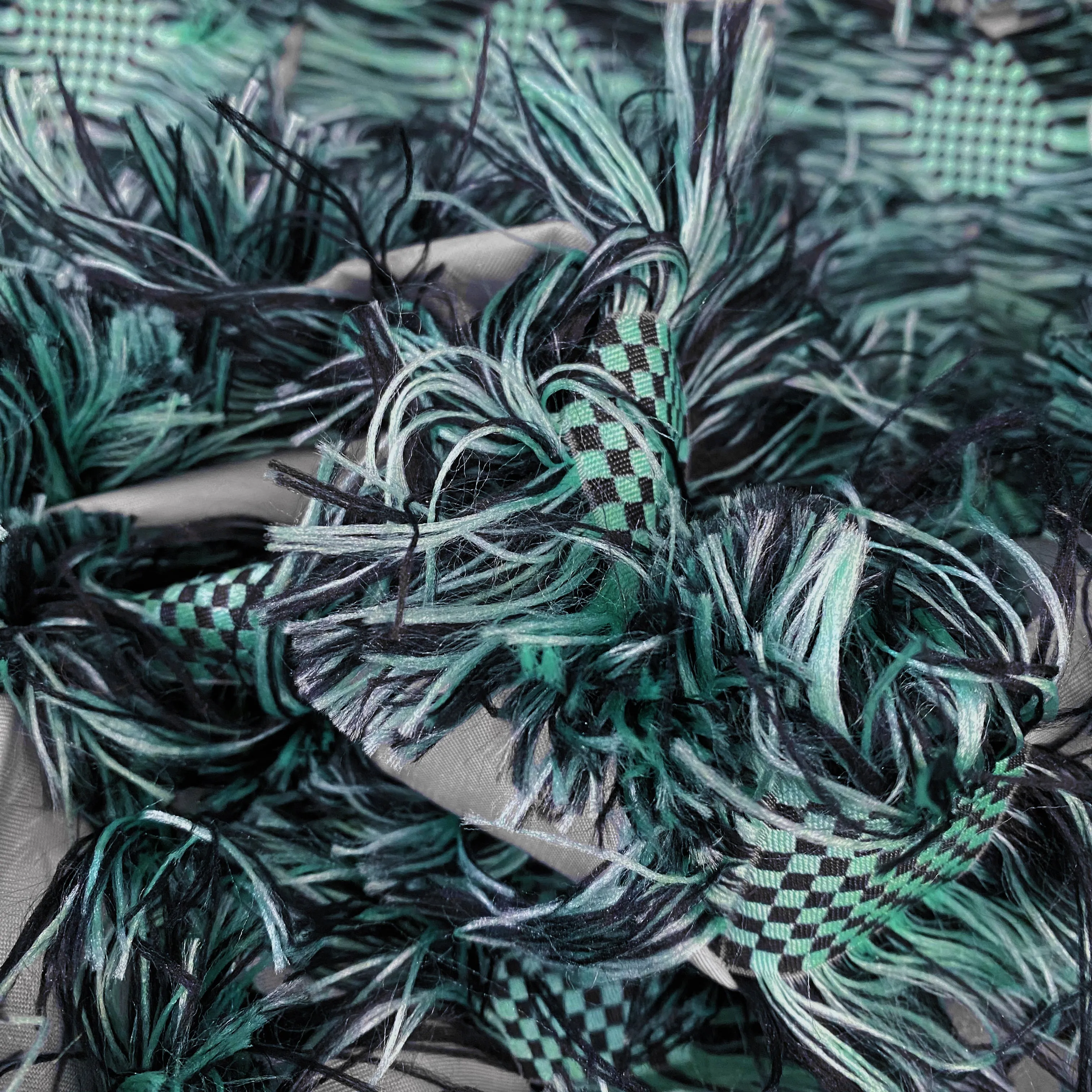 Fringed Checkerboard Drill - Sea Green/Black