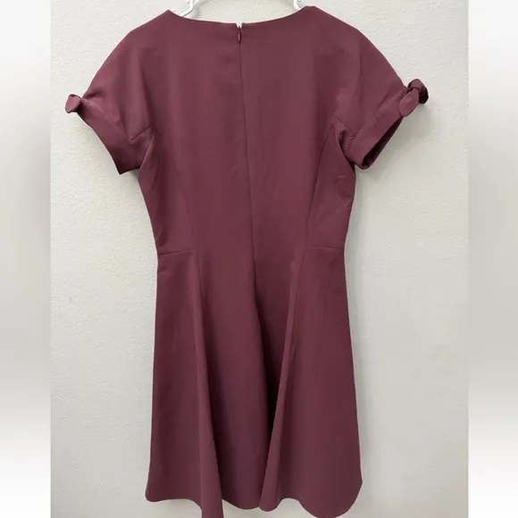 Gal Meets‎ Glam Womens Serena Dress Size 8 Plum Fit &amp; Flare Cap Sleeve Pockets