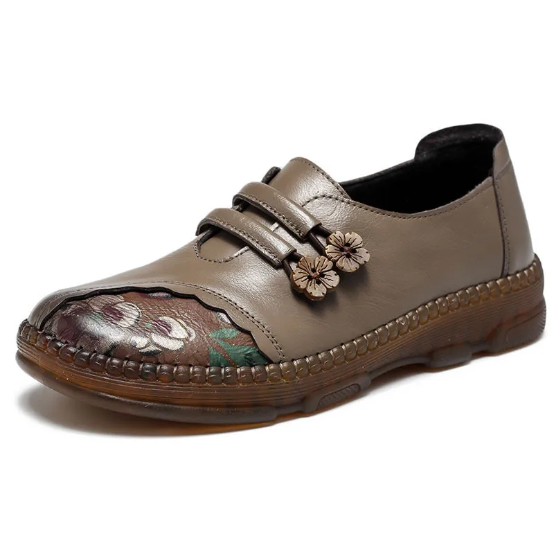 Genuine Leather Retro Flat Women's Tendon Soft-soled Leather Shoes