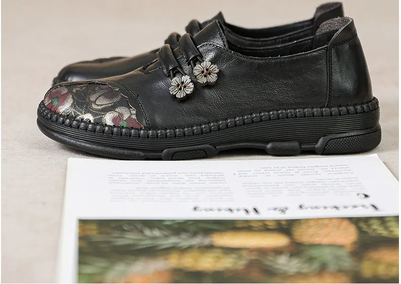 Genuine Leather Retro Flat Women's Tendon Soft-soled Leather Shoes