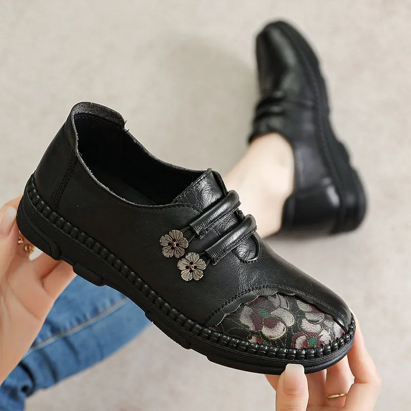 Genuine Leather Retro Flat Women's Tendon Soft-soled Leather Shoes
