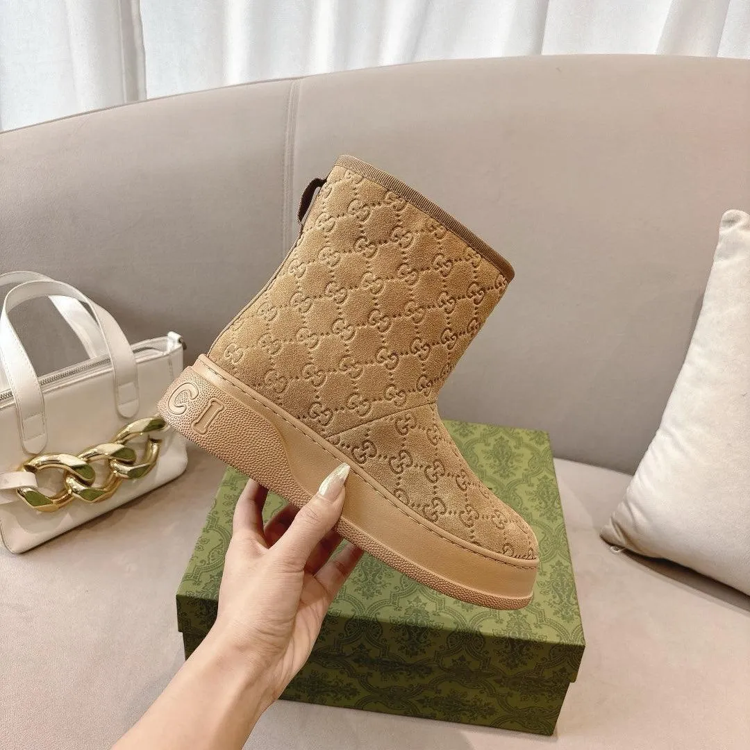 GG WOMEN’S BOOT GG SUEDE CANVAS BROWN