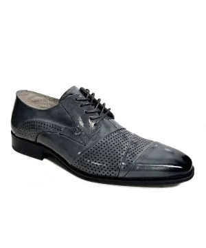Giovanni Marcello Oxford Perforated Cap Toe Shoe - Gray