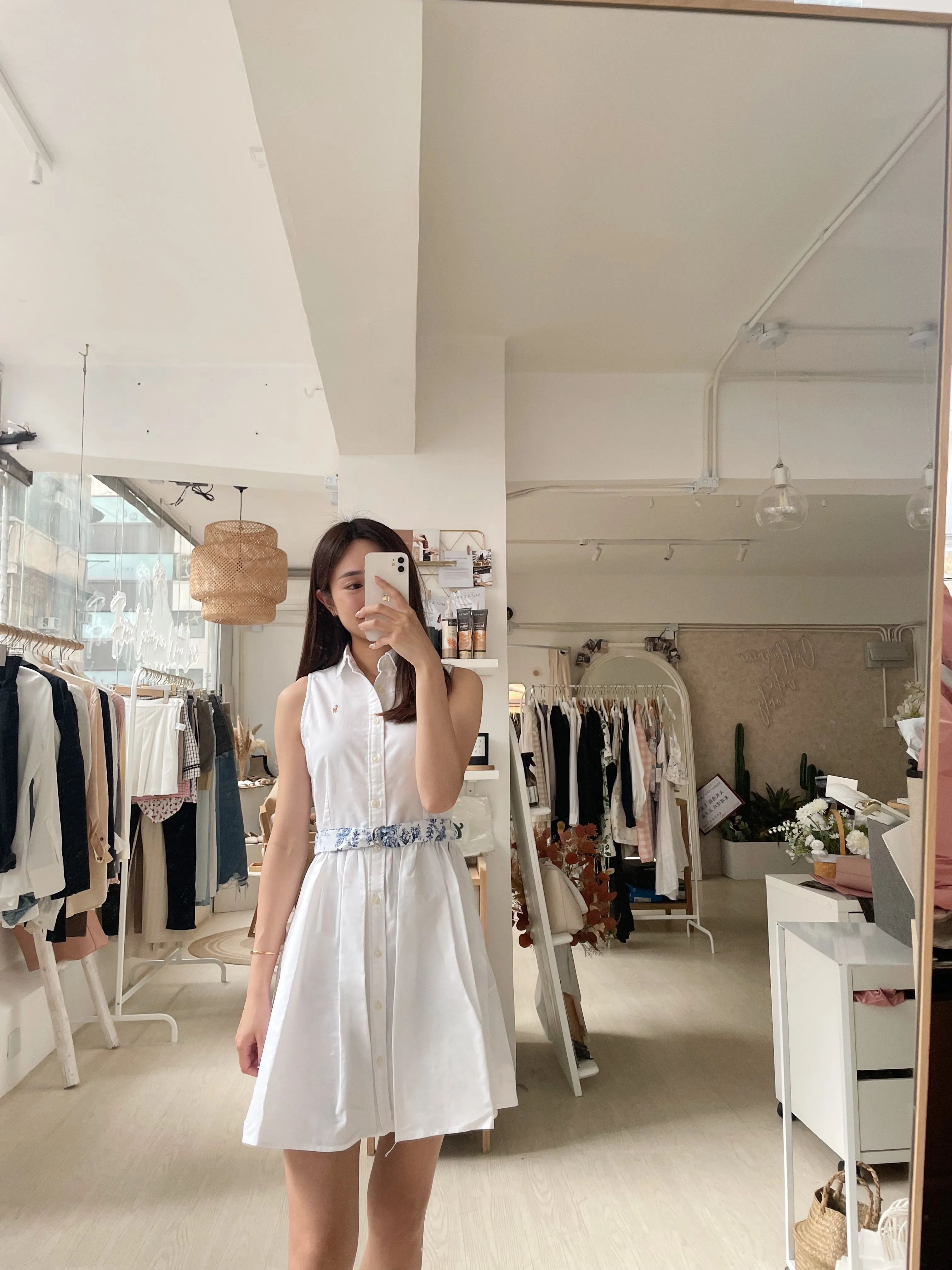 Girls Sleeveless Oxford Shirtdress