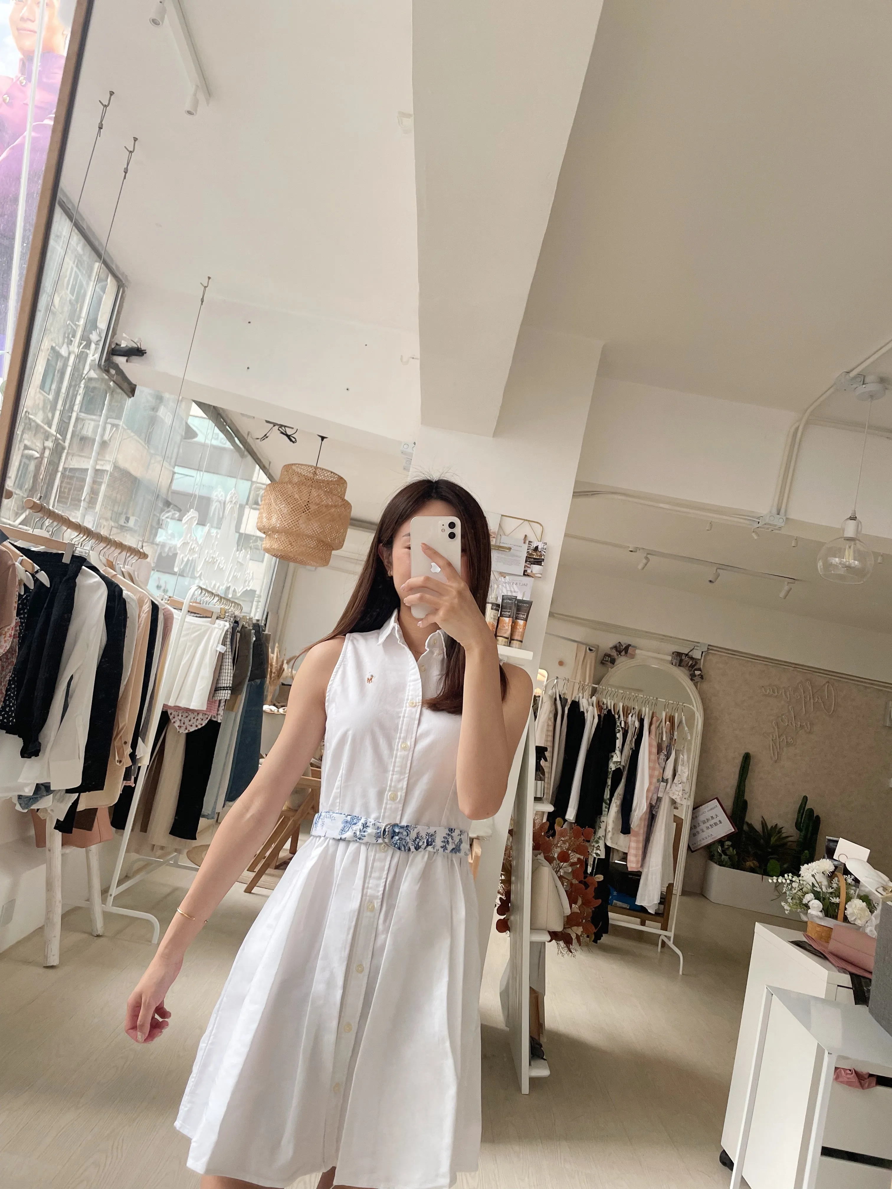 Girls Sleeveless Oxford Shirtdress