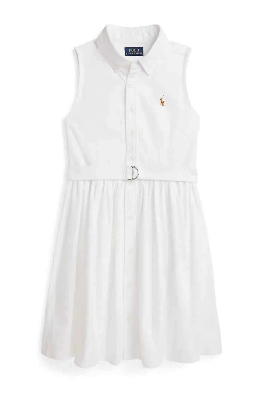 Girls Sleeveless Oxford Shirtdress