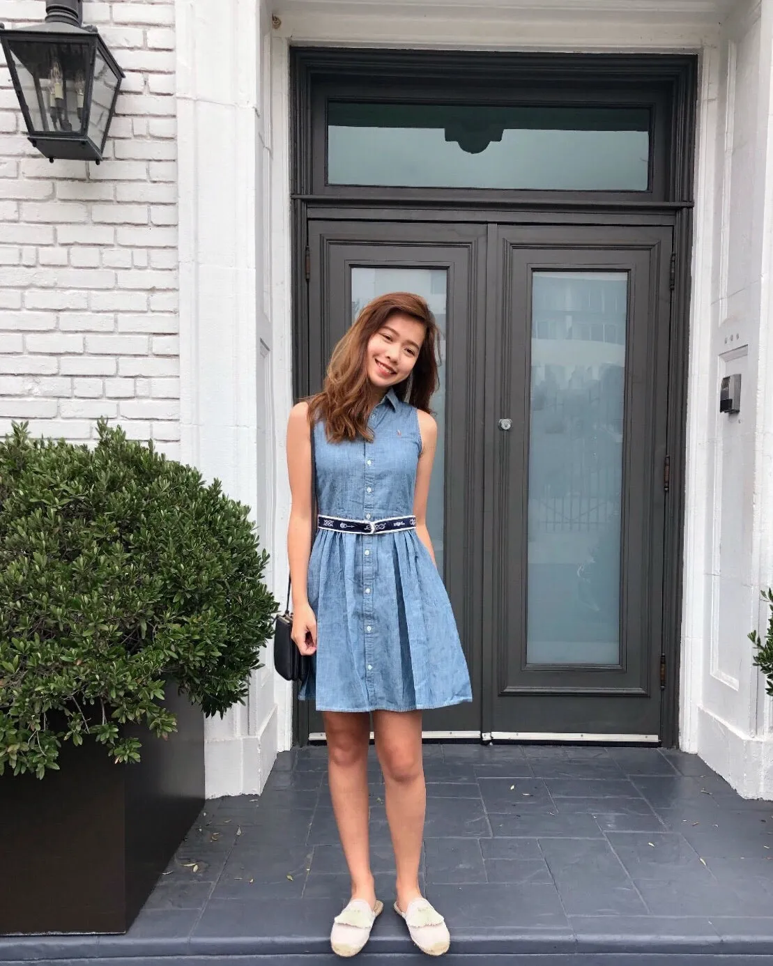 Girls Sleeveless Oxford Shirtdress