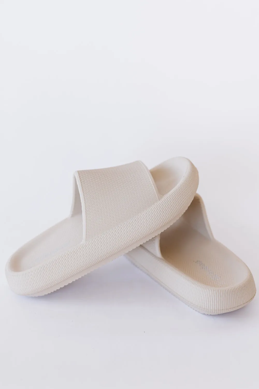 Go All Out Slide-On Sandals in Beige