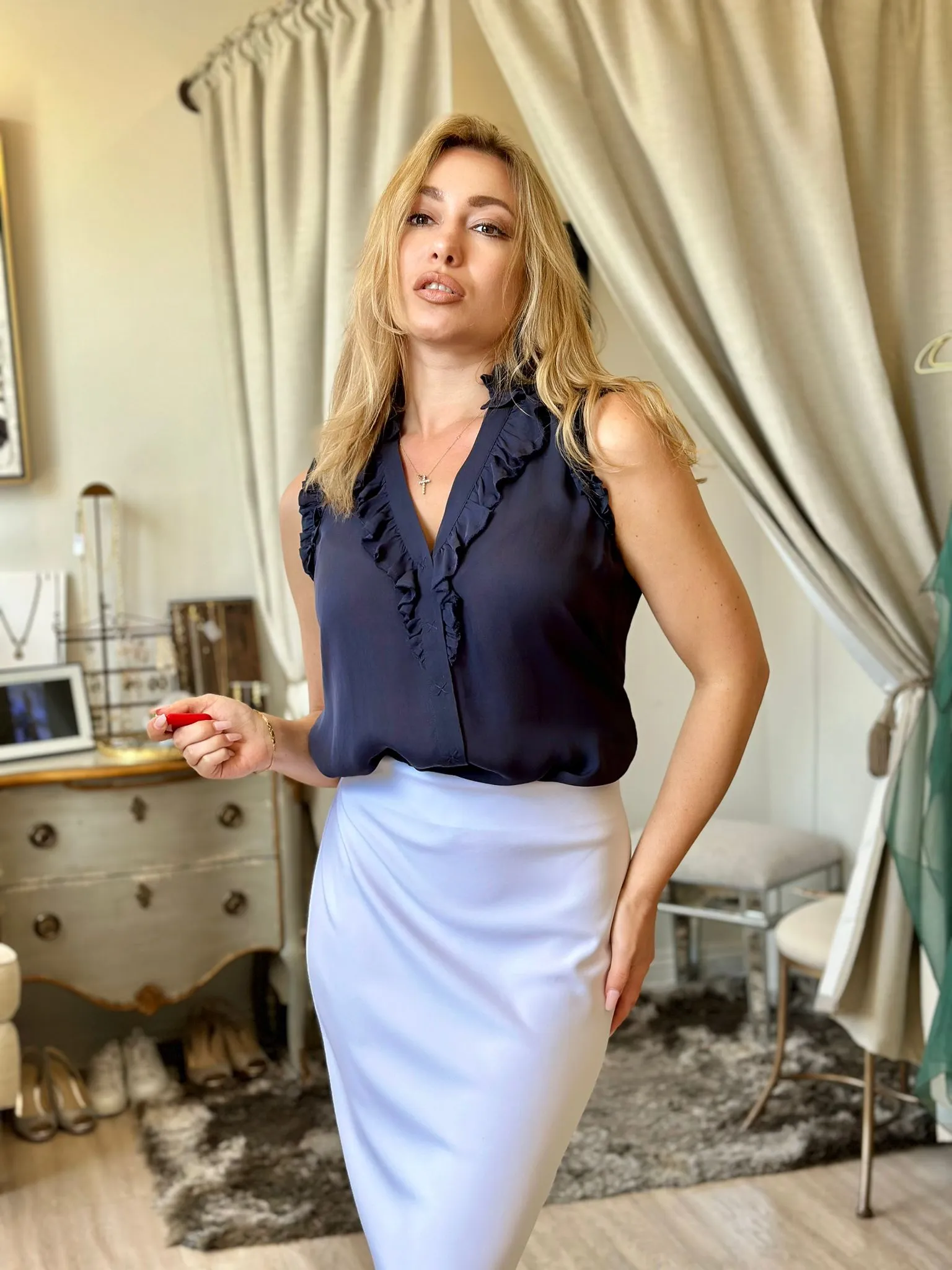 Go By Go Silk Sleeveless Go Spring Soiree Blouse
