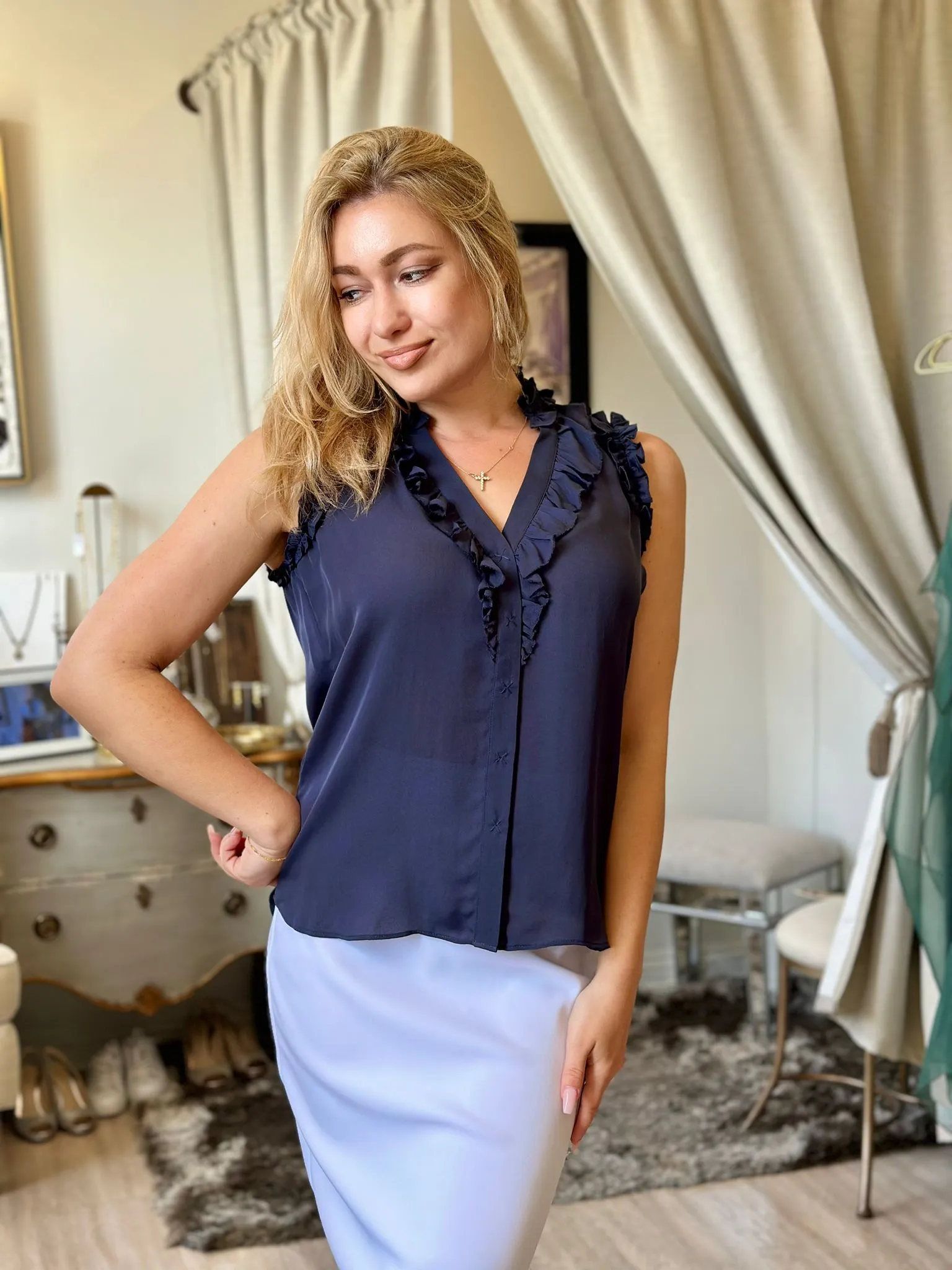 Go By Go Silk Sleeveless Go Spring Soiree Blouse
