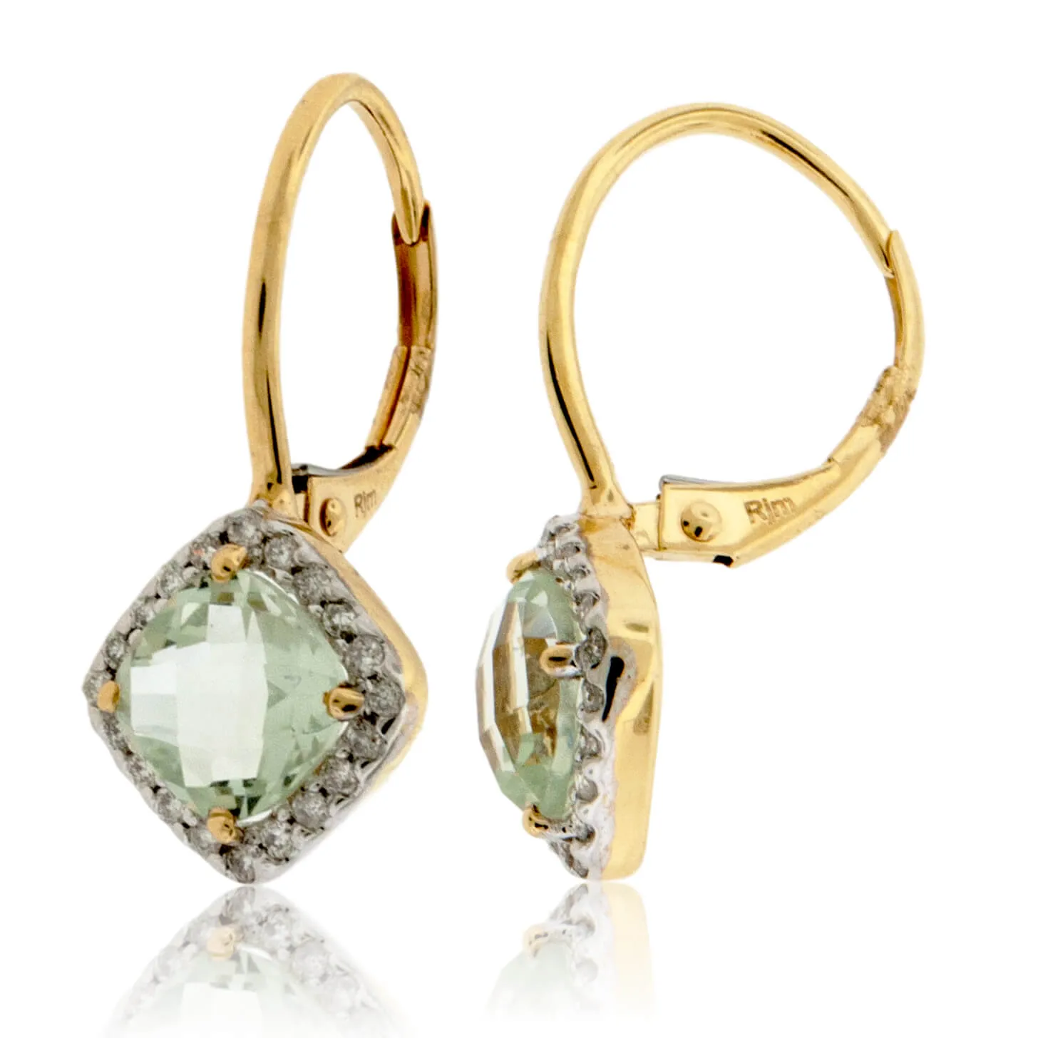 Green Amethyst and Diamond Dangle Earrings