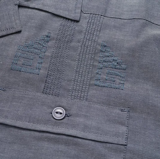 GUAYABERA SHIRT - INDIGO BLUE OXFORD