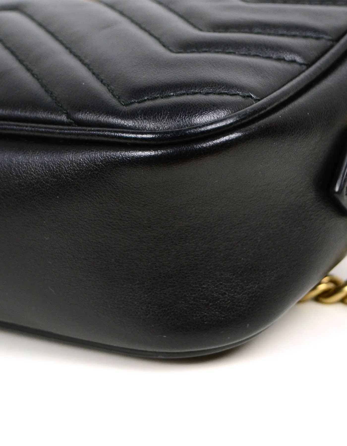 Gucci Black Calfskin Matelasse Mini GG Marmont Crossbody Bag