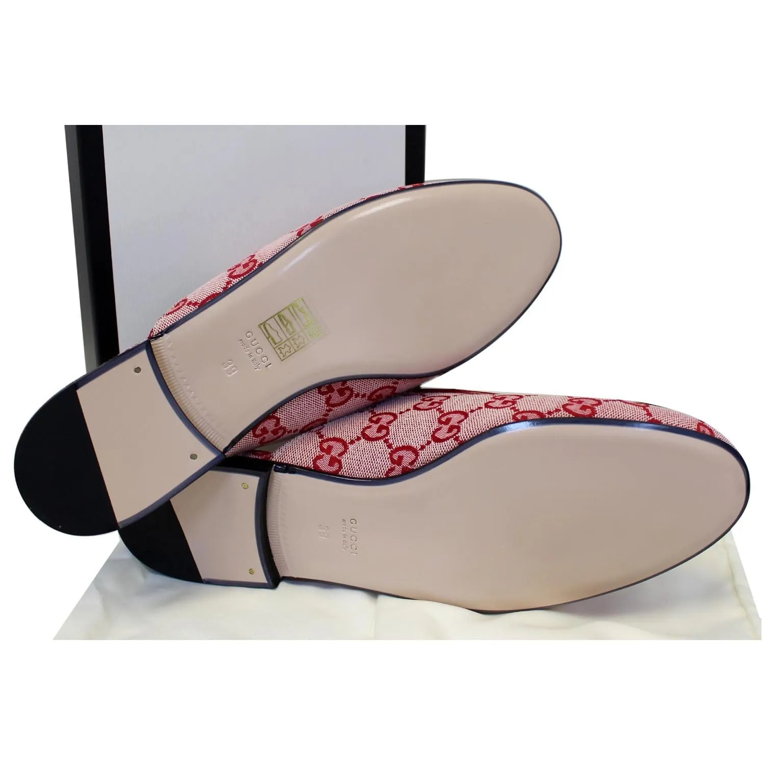 GUCCI Princetown GG Canvas Horsebit Slippers Red US 9