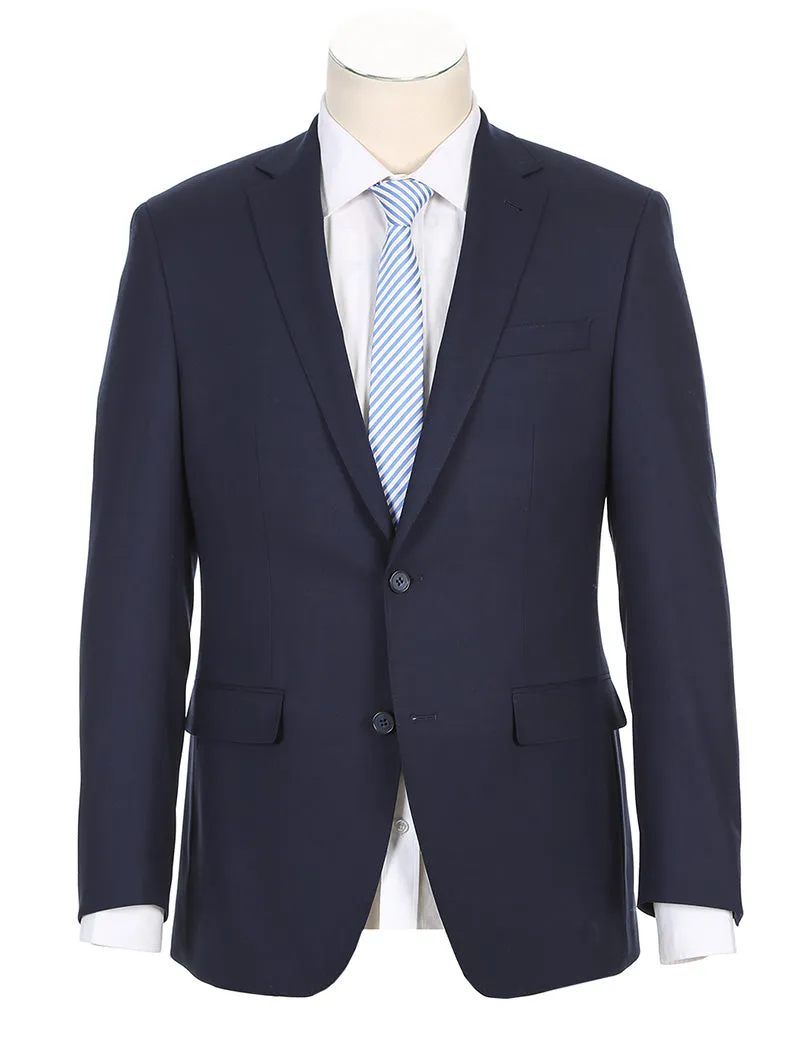 Half Canvas Stretch Wool Dress Suit Modern Fit 2 Piece in Navy