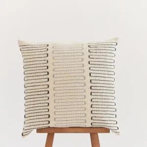 Handwoven Merino Wool Cushion Cover – Iris Design with Hand-Embroidered Details