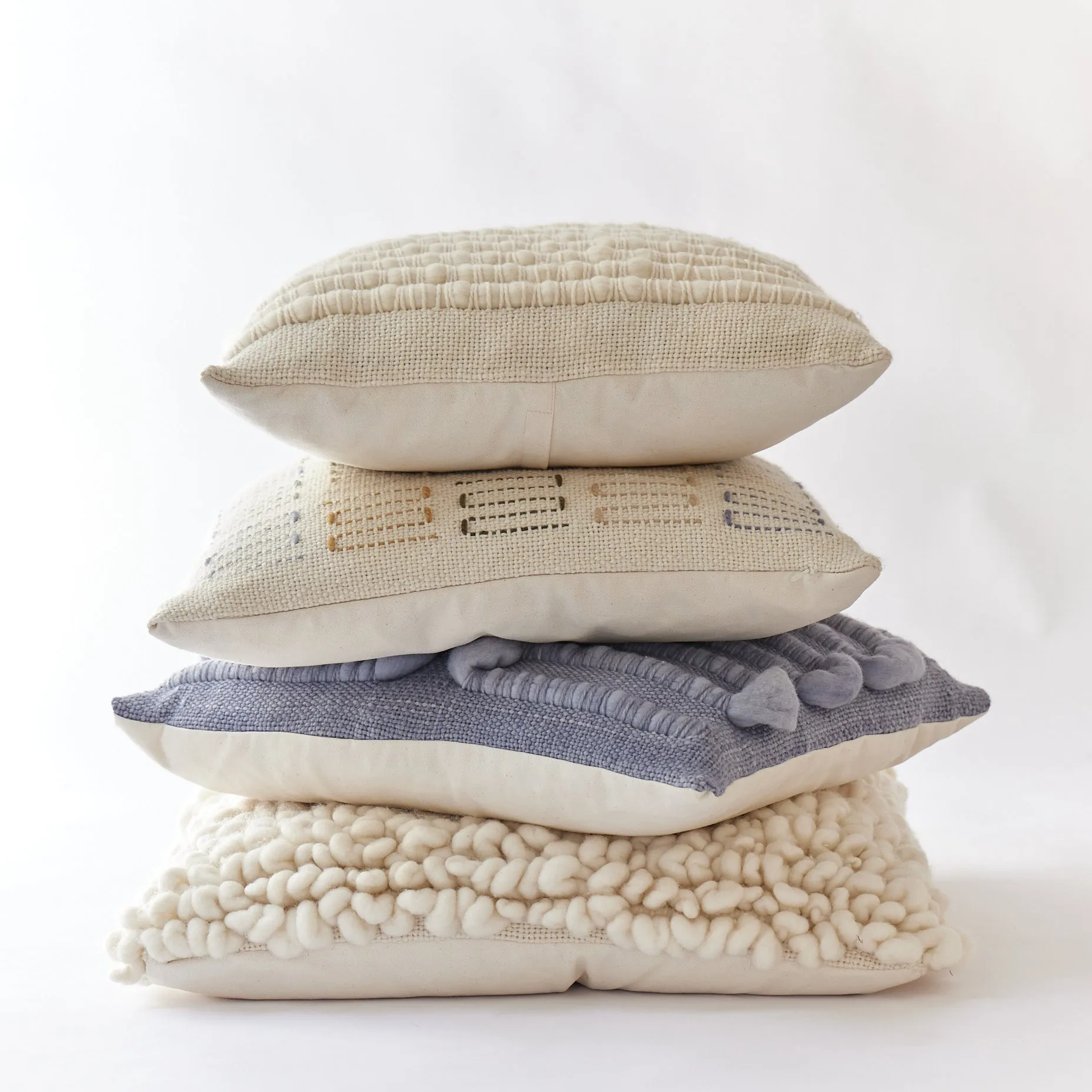 Handwoven Merino Wool Cushion Cover - KUN in aqua